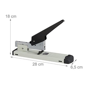 relaxdays sparapunti Spillatrice Professionale, per 210 Fogli, con 24/6 Graffette, Cucitrice per un max. di 70 mm, maxi, grigio, acciaio, plastica, 1 pz