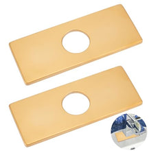 Carica l'immagine nel visualizzatore di Gallery, 2 piastre di copertura dorate con foro da 34,5 mm, piastra di copertura rettangolare, 16 cm di lunghezza, copertura per rubinetto per rubinetto per bagno, cucina, lavabo