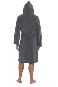 Accappatoio da Uomo 100% Pile Asciugamano XXL, Doppio Tono Grigio Con Sherpa - Ilgrandebazar