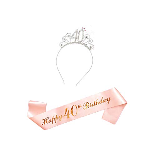 40 Anni di Compleanno Donna Tiara Birthday Corona 40 Glitter...