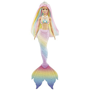 Barbie Dreamtopia Sirena Cambia Colore - Bambola con Look Arcobaleno - Corpetto con Dettagli Marini - Colori Neon Accesi - Regalo Bambini 3-7 Anni, GTF89