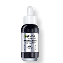 Carica l&#39;immagine nel visualizzatore di Gallery, Garnier Siero Anti-imperfezioni, Per Pelle Grassa, Impura e Mista,Contrasta Punti Neri e Brufoli, Formula Vegana* con 4% [Niacinamide + AHA + BHA], Siero Pure Active AHA+BHA con Carbone, 30 ml