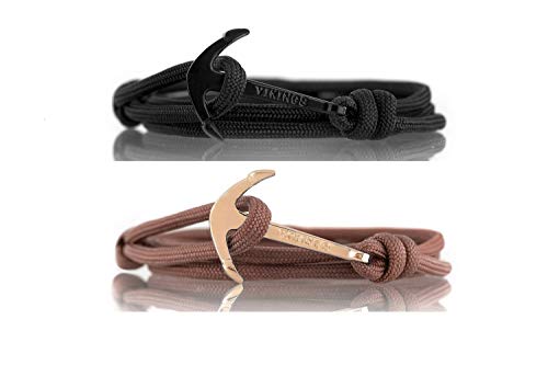 Vikings Coppia di bracciali ad Ancora Schwarz - / Braun - Gold - Ilgrandebazar