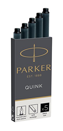 Parker Quink ricariche per penne stilografiche, cartucce Scatola da 5, Nero - Ilgrandebazar