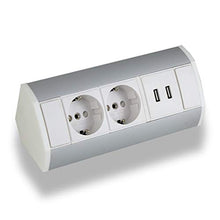 Carica l&#39;immagine nel visualizzatore di Gallery, Pratica presa angolare 2x Schuko USB, alluminio, per cucina, bagno,...