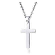 Carica l&#39;immagine nel visualizzatore di Gallery, Collana unisex con semplice pendente a crocifisso in acciaio inox titanio - Ilgrandebazar