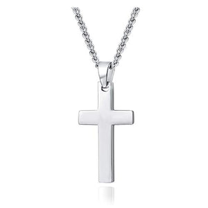Collana unisex con semplice pendente a crocifisso in acciaio inox titanio - Ilgrandebazar