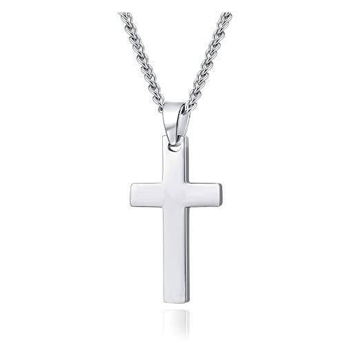 Collana unisex con semplice pendente a crocifisso in acciaio inox titanio - Ilgrandebazar