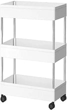 Carica l'immagine nel visualizzatore di Gallery, DoDuo Carrello portaoggetti per scaffalature su ruote, carrello portaoggetti a 3 ripiani, carrello scorrevole e scorrevole, carrello portaoggetti mobile