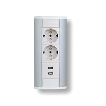 Carica l&#39;immagine nel visualizzatore di Gallery, Pratica presa angolare 2x Schuko USB, alluminio, per cucina, bagno,...