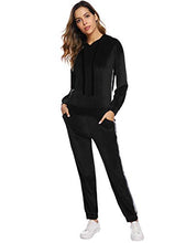 Carica l'immagine nel visualizzatore di Gallery, Hawiton Tuta Donna Sportiva Pigiama Set con Cappuccio Training S, Nero - Ilgrandebazar