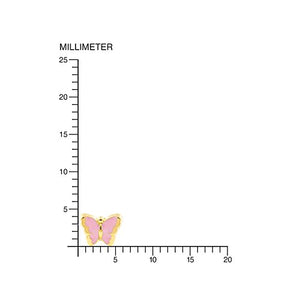 Orecchini per bambini farfalla rosa - oro giallo 18k (750)