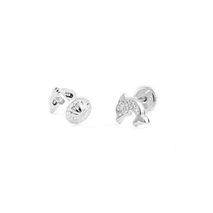 Orecchini per Bambini delfino - oro bianco 9k (375)