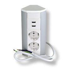 Carica l&#39;immagine nel visualizzatore di Gallery, Pratica presa angolare 2x Schuko USB, alluminio, per cucina, bagno,...