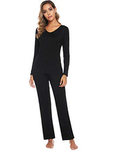 Carica l'immagine nel visualizzatore di Gallery, ARBLOVE Pigiama Donna Cotone Invernale Lungo Intimo Camicie da S, A-nero - Ilgrandebazar
