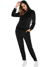 Carica l'immagine nel visualizzatore di Gallery, Hawiton Tuta Donna Sportiva Pigiama Set con Cappuccio Training S, Nero - Ilgrandebazar