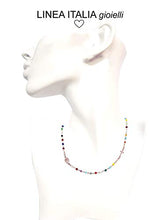 Carica l&#39;immagine nel visualizzatore di Gallery, Collana Donna Rosario Girocollo In Argento 925 E Pietre Colorate - Croce E... - Ilgrandebazar
