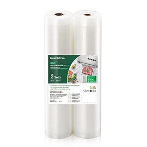 Bonsenkitchen Sacchetti per Sottovuoto, 2 rotoli 28 x 600 cm (totale 12 m) Sacchi commerciali per conservazione alimenti e cottura Sous Vide