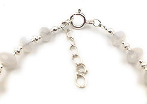 Bracciale in Argento e Pietra di Luna, Lenticchia Scolpita 6/7 mm, Unisex,... - Ilgrandebazar