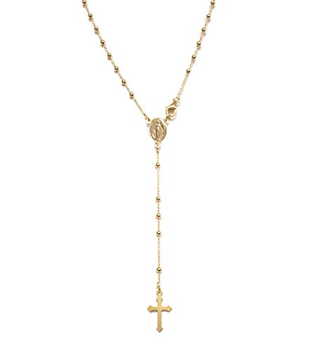 Collana lunga rosario in Argento 925 dorato - Linea Italia gioielli Made in... - Ilgrandebazar