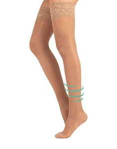 CALZITALY Calze Autoreggenti 140 Den Compressione Graduata Forte, L, Naturale - Ilgrandebazar