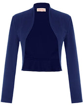 Carica l'immagine nel visualizzatore di Gallery, Belle Poque Donna Coprispalle Corta a Maniche Lunghe con Frontale L, Blu - Ilgrandebazar