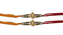 Carica l'immagine nel visualizzatore di Gallery, Bignay Set di 2 fili Raksha Bhandan fatti a mano Rakhi, Multi Stone Rakhi - 4 - Ilgrandebazar