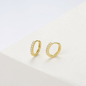Orecchini a Cerchio Donna in Argento Sterling 925 Placcato Oro con Bianca