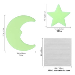 VORCOOL Luna Stelle Fluorescenti Luminose Soffitto Stickers Murali da Giallo