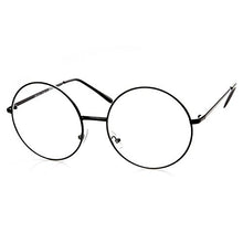 Carica l&#39;immagine nel visualizzatore di Gallery, TRIXES Occhiali Tondi Unisex - con Lenti Trasparenti Stile Nero - Ilgrandebazar
