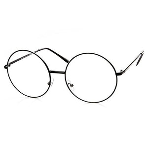 TRIXES Occhiali Tondi Unisex - con Lenti Trasparenti Stile Nero - Ilgrandebazar