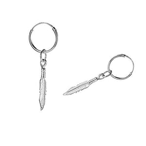 Fu You Orecchini Argento 925 Cerchio con Piuma Pendenti Orecchini... - Ilgrandebazar