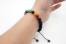 Carica l&#39;immagine nel visualizzatore di Gallery, 7 bracciale in pietra chakra intrecciata corda regolabile Lucky Charm Lava... - Ilgrandebazar