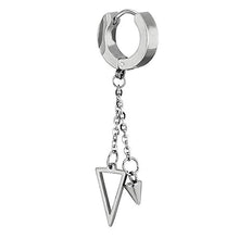 Carica l&#39;immagine nel visualizzatore di Gallery, Acciaio Inossidabile Orecchini a Cerchio con Lunga Catena Pendenti Argento - Ilgrandebazar