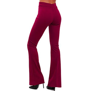 Toocool - Pantaloni Donna Campana Aderenti Zampa Elefante S, Bordeaux - Ilgrandebazar