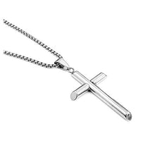 Carica l&#39;immagine nel visualizzatore di Gallery, Collana con ciondolo a forma di croce in oro bianco, unisex, solida... - Ilgrandebazar