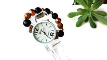 Carica l&#39;immagine nel visualizzatore di Gallery, Orologio da polso donna elasticizzato Bracciale perle Legno Bianco Nero... - Ilgrandebazar
