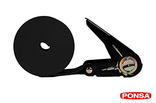 PONSA Cinghia Fissaggio a Cricchetto · Ratchet · Nastro Ad anello 25mm NERO - Ilgrandebazar