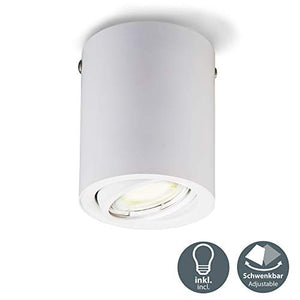 Plafoniera Led con lampadina GU10 inclusa orientabile, luce calda 3000K, 5W,...