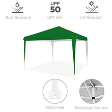 Carica l'immagine nel visualizzatore di Gallery, BAKAJI Gazebo 3 x 3 metri Pieghevole Tessuto Poliestere Impermeabile Struttura in Metallo Richiudibile a Fisarmonica Tendone Portatile Fiera Mercato Giardino Esterno + Sacca per Trasporto (Verde)