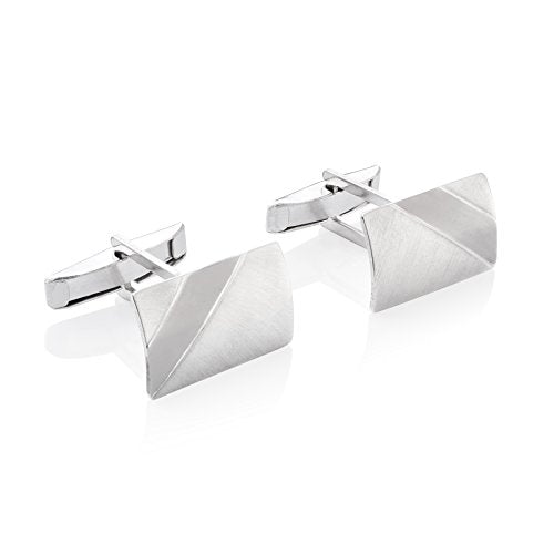 Sterling - Gemelli da uomo in argento 925 spazzolato, con custodia...