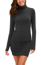 Carica l'immagine nel visualizzatore di Gallery, EXCHIC Collo Alto Donna Mini Abito A Maniche Lunghe Slim Aderente S, Grigio - Ilgrandebazar