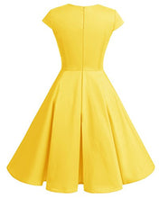 Carica l'immagine nel visualizzatore di Gallery, bbonlinedress Donna 50s 60s Linea Rockabilly abito manicotto della S, Yellow - Ilgrandebazar