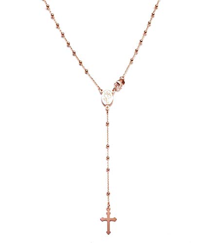 Collana rosario in Argento 925 placcato rosa - Linea Italia gioielli Made in... - Ilgrandebazar