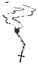 Carica l&#39;immagine nel visualizzatore di Gallery, SAGA GIOIELLI COLLANA ROSARIO UOMO DONNA NERO ACCIAIO INOSSIDABILE...