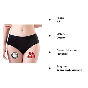 FOTOOL Mutande Mestruali Assorbenti = 4 tamponi Donna Cotone Slip Ciclo Protettive Periodico Intima Mestruale Ecologico con 4 Strati Anti perdite Lavabili (1 Pack,M)