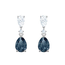 Carica l&#39;immagine nel visualizzatore di Gallery, Swarovski Orecchini A Buco Vintage, Cristallo Blu, Rodiato, da Donna - Ilgrandebazar