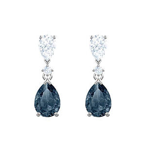 Swarovski Orecchini A Buco Vintage, Cristallo Blu, Rodiato, da Donna - Ilgrandebazar