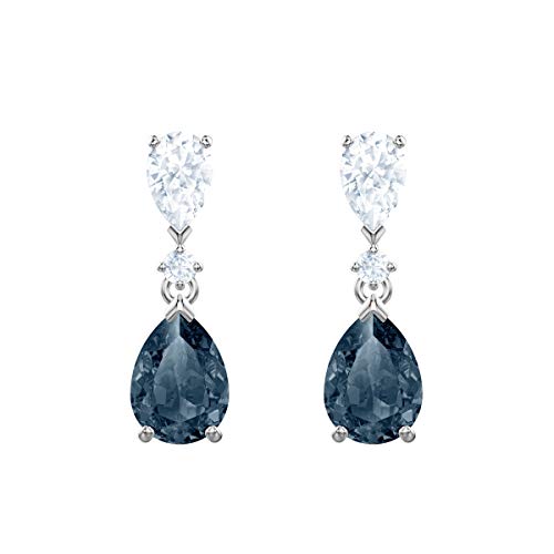 Swarovski Orecchini A Buco Vintage, Cristallo Blu, Rodiato, da Donna - Ilgrandebazar