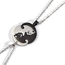 Carica l&#39;immagine nel visualizzatore di Gallery, Flongo Coppia Collana Amante ciondoli Gatti Bianchi Neri, Ciondoli Nero - Ilgrandebazar